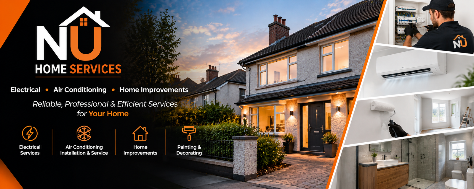 NU Home Services — reliable, professional and efficient services for your home. Electrical, air conditioning, home improvements, painting and decorating.