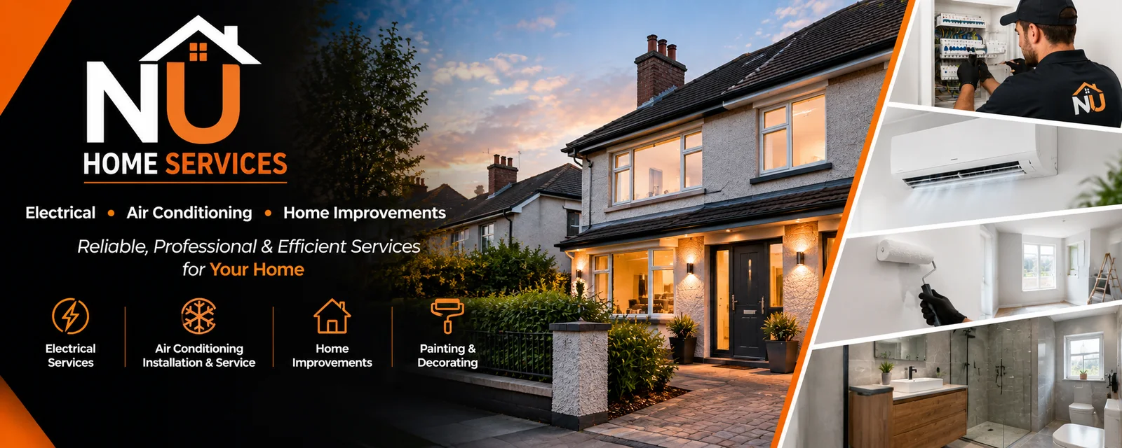 NU Home Services — reliable, professional and efficient services for your home. Electrical, air conditioning, home improvements, painting and decorating.